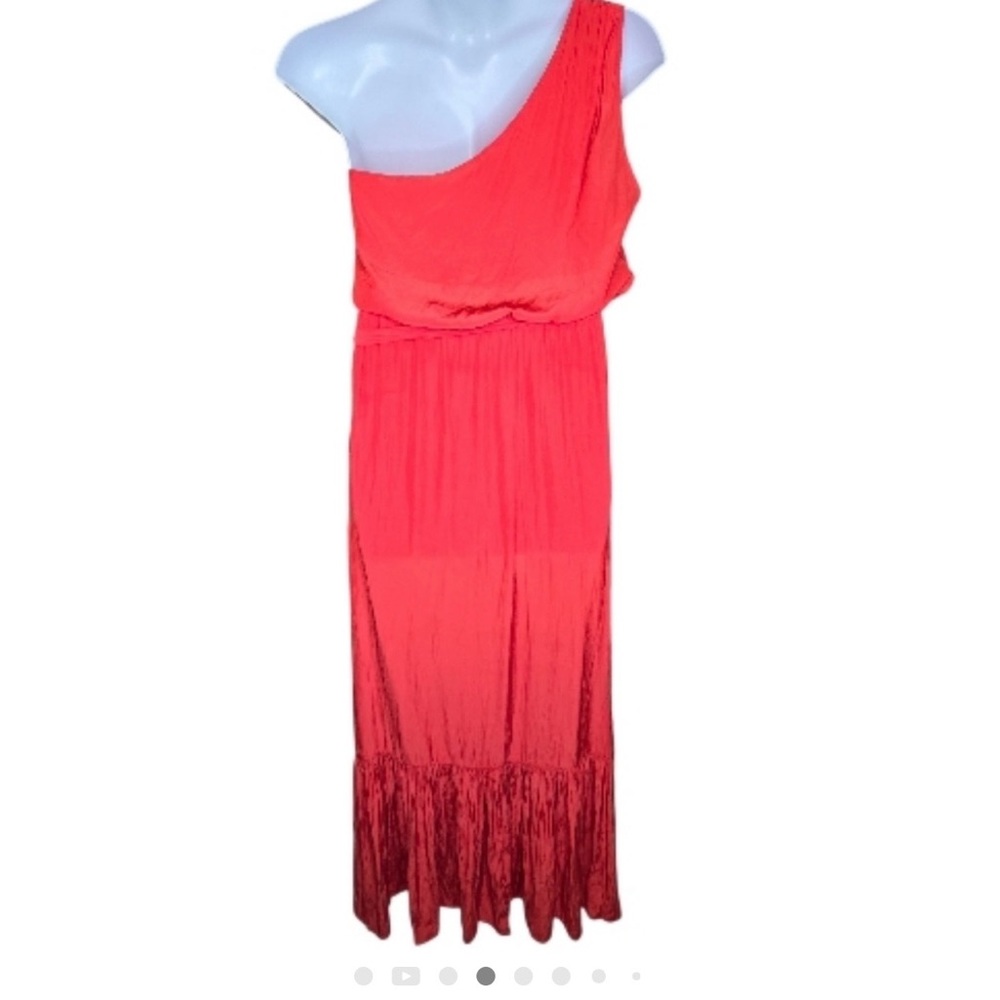 Ramy Brook Nicola Red One Shoulder Asymmetrical Midi Maxi Dress Size L - Picture 3 of 9